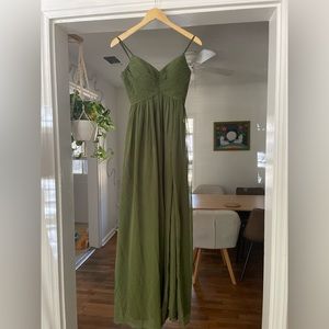 Green bridesmaid dress.